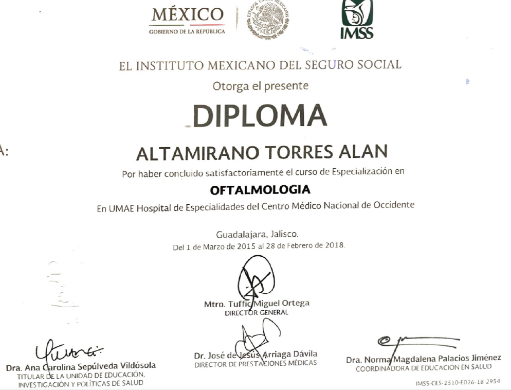 Diploma Oftalmología IMSS